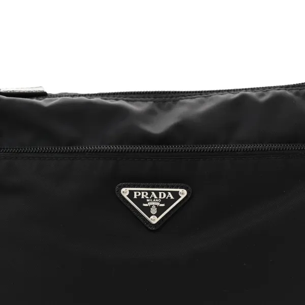 Prada Medium Pocket Double Zip Messenger Bag Black Re Nylon Vela & Saffiano Leather Silver Hardware - Image 8