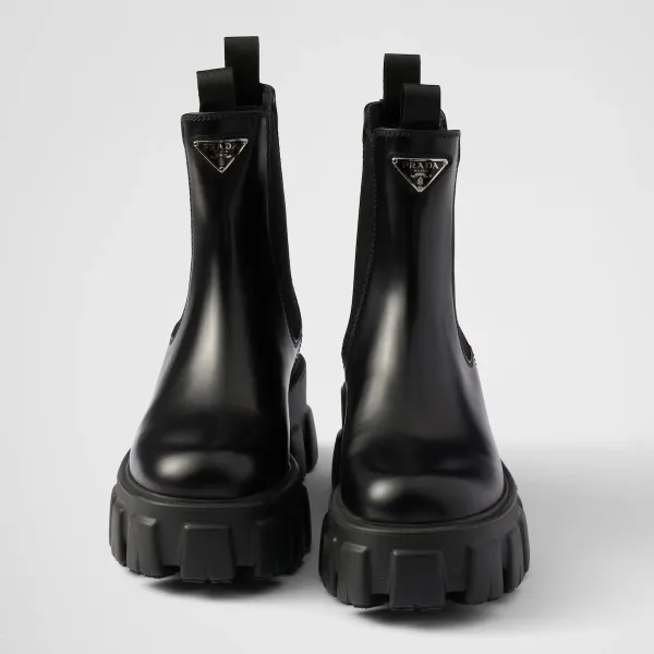 PRADA Black Monolith shiny leather Chelsea boots - Image 4