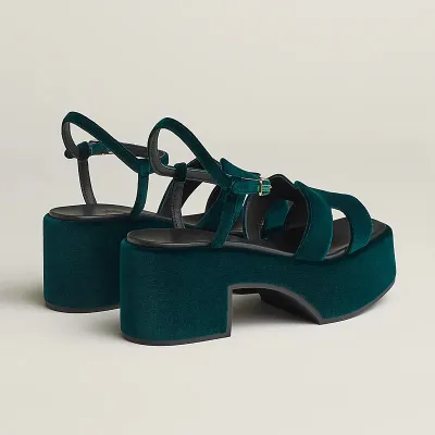 HERMES Jam Green High Heels Sandal