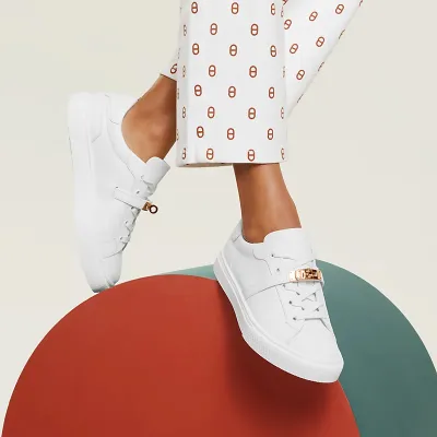 HERMES Day Sneakers White Sports Shoes