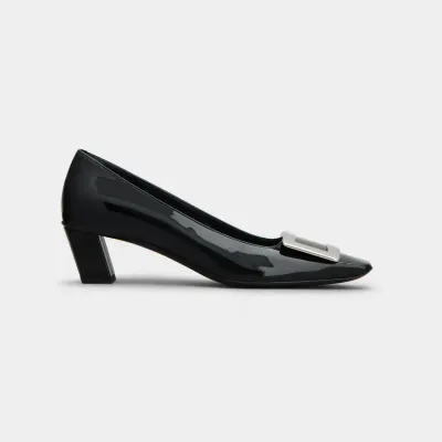 Roger Vivier Belle Vivier Pumps High Heels In Black Patent Leather With Metal Buckle (Heel Height 4.5cm)