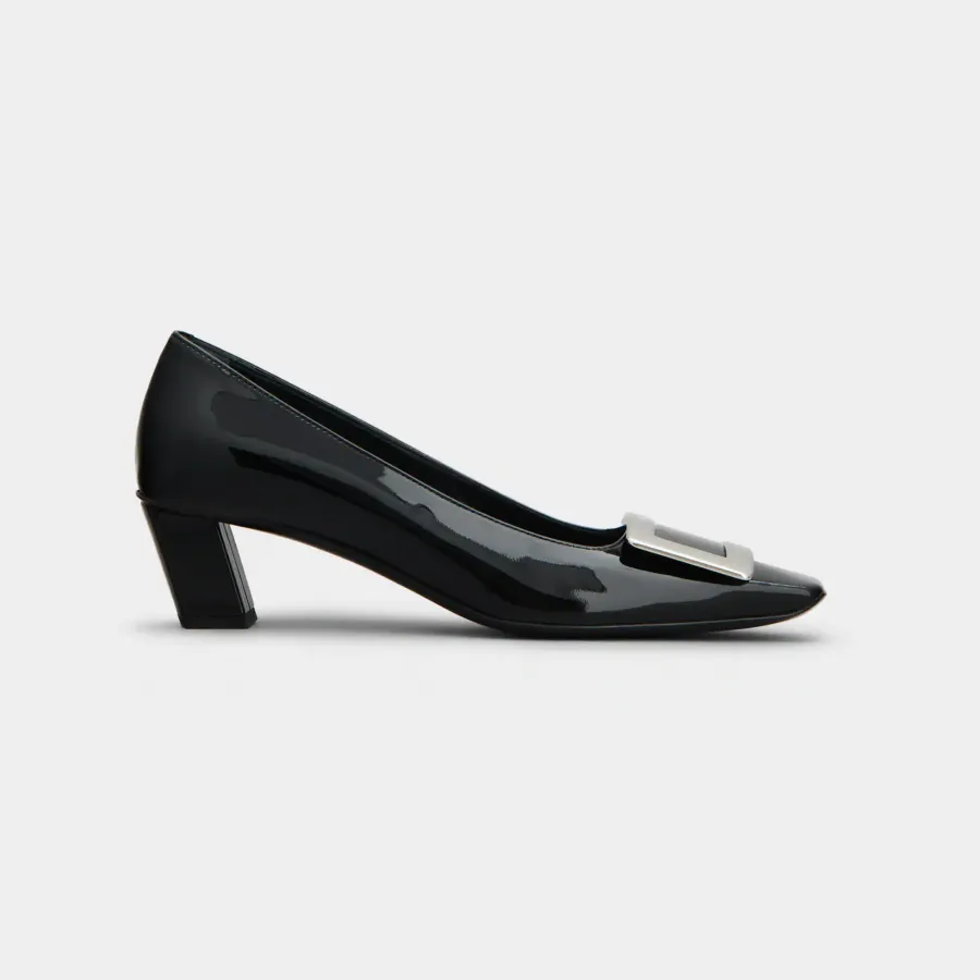 Roger Vivier Belle Vivier Pumps High Heels In Black Patent Leather With Metal Buckle (Heel Height 4.5cm)