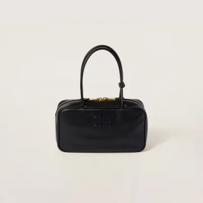 Miu Miu Calfskin Leather Beau Black Top-Handle Bags