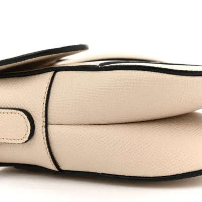 Dior Medium Saddle Bag With Strap Hazelnut Grained Calfskin Leather Gold Hardware