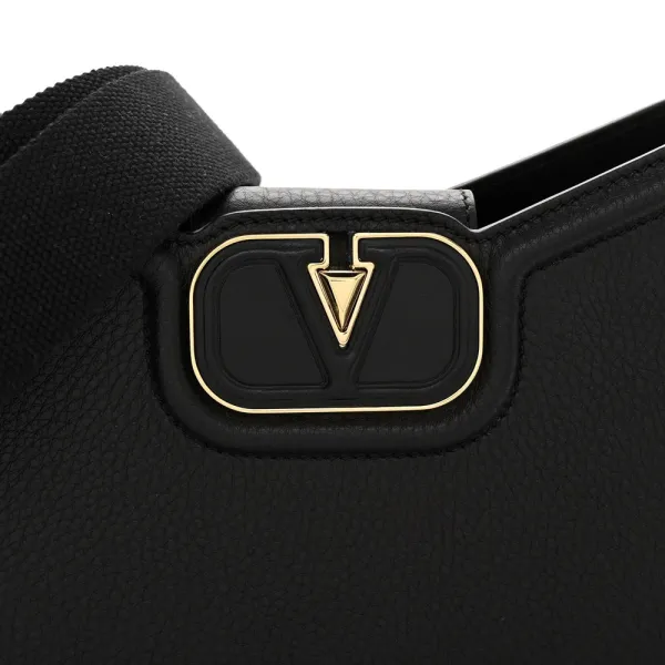 Valentino Garavani Medium VLogo Signature Shoulder Bag Black Grainy Calfskin Leather Gold Hardware - Image 8
