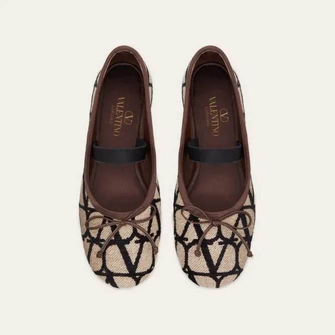 VALENTINO V logo ballet flats with imitation crystal trim