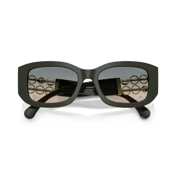 CHANEL square frame glasses black gold color size 55-19-130 - Image 2