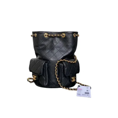 Chanel Yellow / Pink / Grey / Black Quilted Lambskin Leather Backpacks