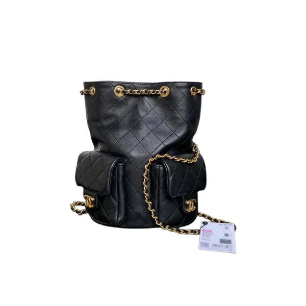 Chanel Yellow / Pink / Grey / Black Quilted Lambskin Leather Backpacks - Image 9