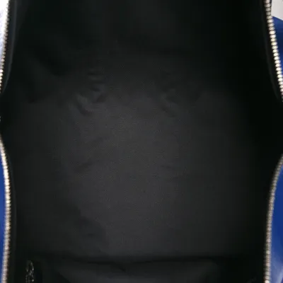 Louis Vuitton Keepall Bandouliere 50 Pacific Blue Taiga Leather & Monogram Eclipse Canvas Silver Hardware