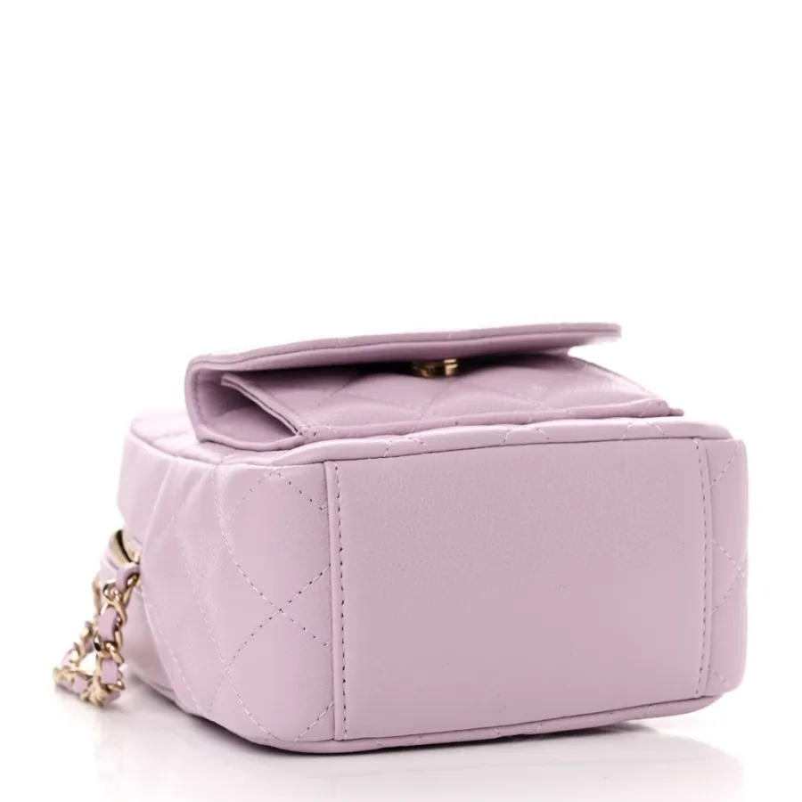 Chanel Classic Backpack Mini Light Purple Quilted Caviar Leather Gold Hardware