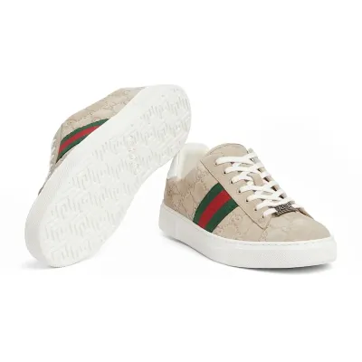 Gucci Ace series grey sneakers woven fabric women's sports shoes