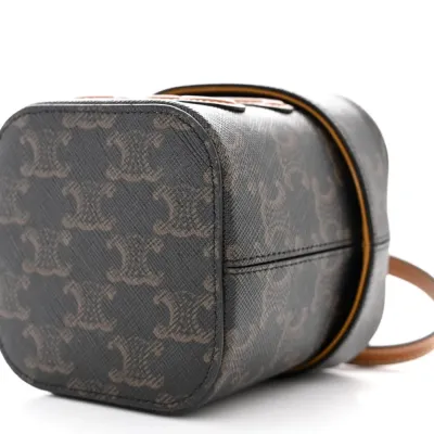 Celine Small Cuir Triomphe Box Tan Triomphe Canvas & Calfskin Leather