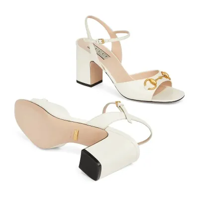Gucci square head white high heels sandal high heels shoes