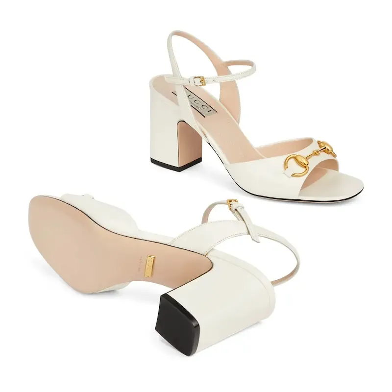 Gucci square head white high heels sandal high heels shoes