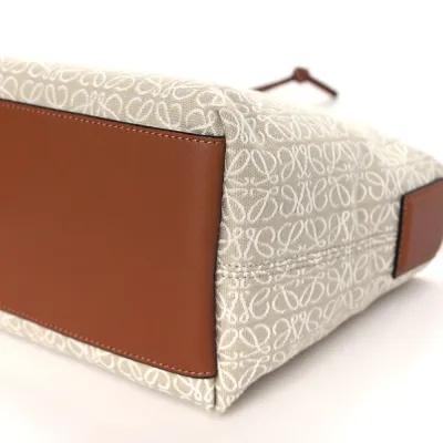 Loewe Cubi Bag Small Ecru Tan Jacquard Anagram Calfskin Leather