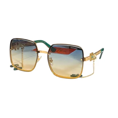 Hermès square frame glasses orange/green/white/black gold/black silver/blue/brown color Size 60口17-140