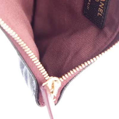 Chanel Medium Interlocking CC Logo Pouch Black Caviar Leather Silver Hardware