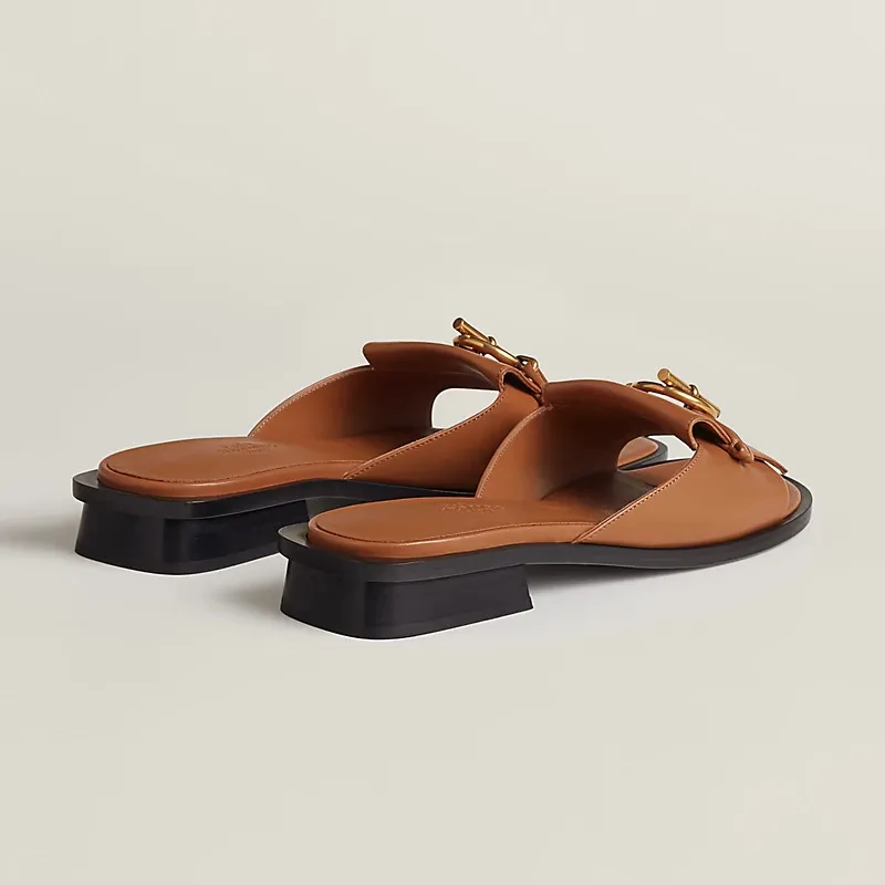 HERMES Isle  Brown Slippers