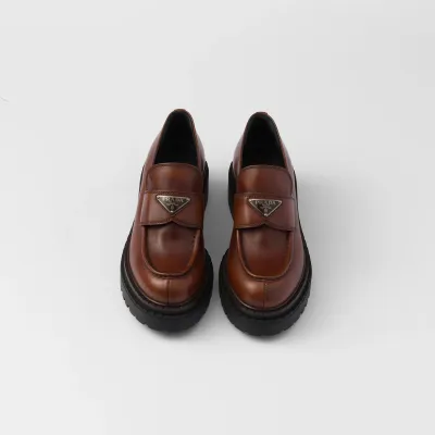 PRADA Cognac leather loafers