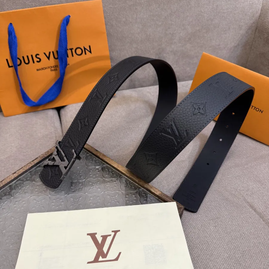 Louis Vuitton Men's Shield Reversible Belt In Black Monorgam Calfskin With Gold/Silver/Gun Black Hardware 40mm