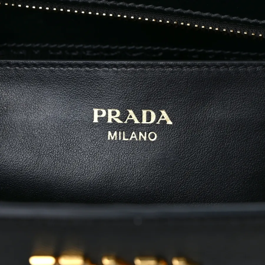 Prada Small Zippered Tote Bag Black Saffiano Soft Calfskin Leather Gold Hardware