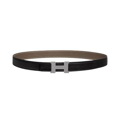 Hermès Women' s Mini Constance Guillochee Buckle Belt In Brown/Black/Etoupe/White/Orange Calfskin With Gold/Silver Hardware 24mm