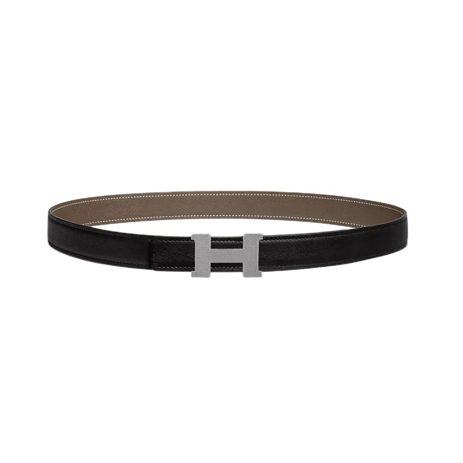 Hermès Women' s Mini Constance Guillochee Buckle Belt In Brown/Black/Etoupe/White/Orange Calfskin With Gold/Silver Hardware 24mm