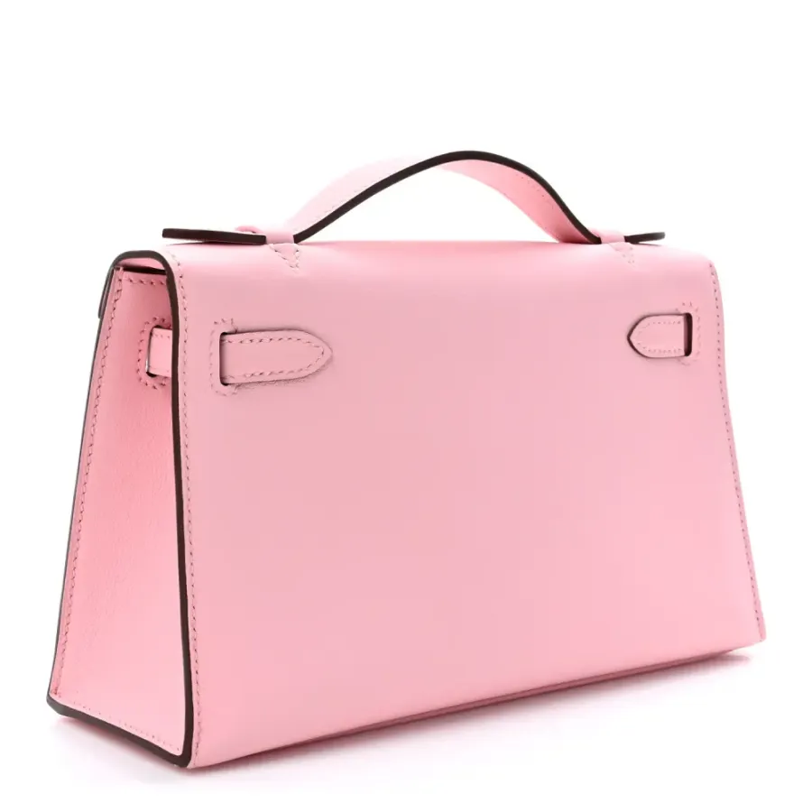 Hermès Kelly Pochette Clutch Rose Sakura Swift Leather Silver Hardware