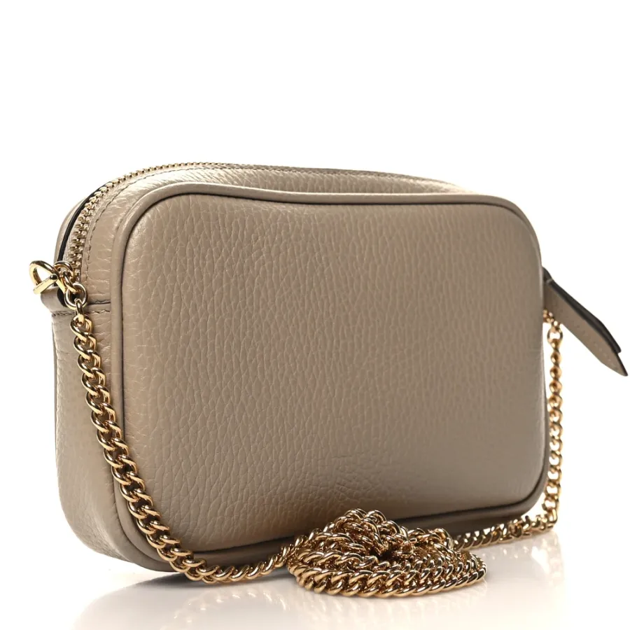 Gucci Mini GG Marmont Chain Shoulder Bag Beige Dollar Calfskin Super Leather Gold Hardware