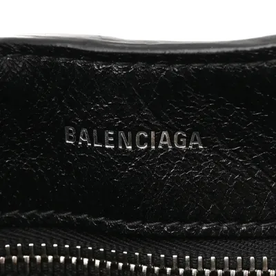 Balenciaga Medium Le Cagole Carry All Bag Black Agneau Arena Leather Silver Hardware