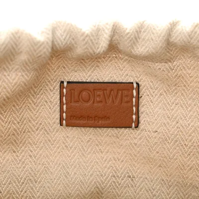 Loewe Leaf Palm Drawstring Bucket Bag Mini Natural/Tan Calfskin Leather