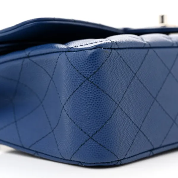 Grade Designer Handbags | Blue Quilted Chanel Flap - Image 4