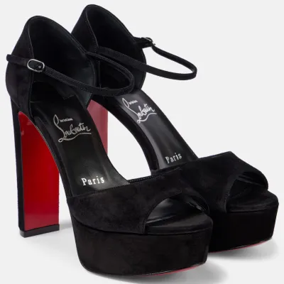 Christian Louboutin Black suede sandals with high heels