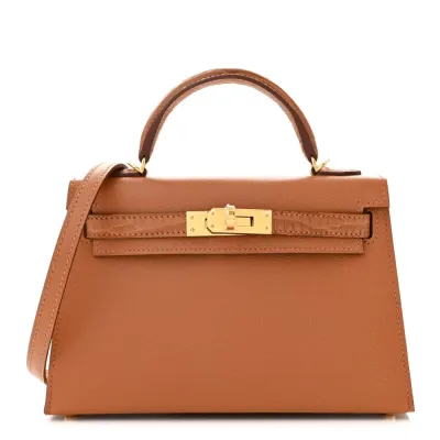 Hermès Mini Kelly Sellier Touch 20 Brown Madame Calfskin & Matte Alligator Leather Gold Hardware