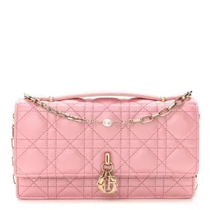 Dior Mini My Dior Top Handle Clutch Antique Pink Cannage Lambskin Leather Gold Hardware