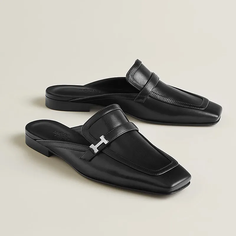 HERMES Groupie Mule Black Slippers