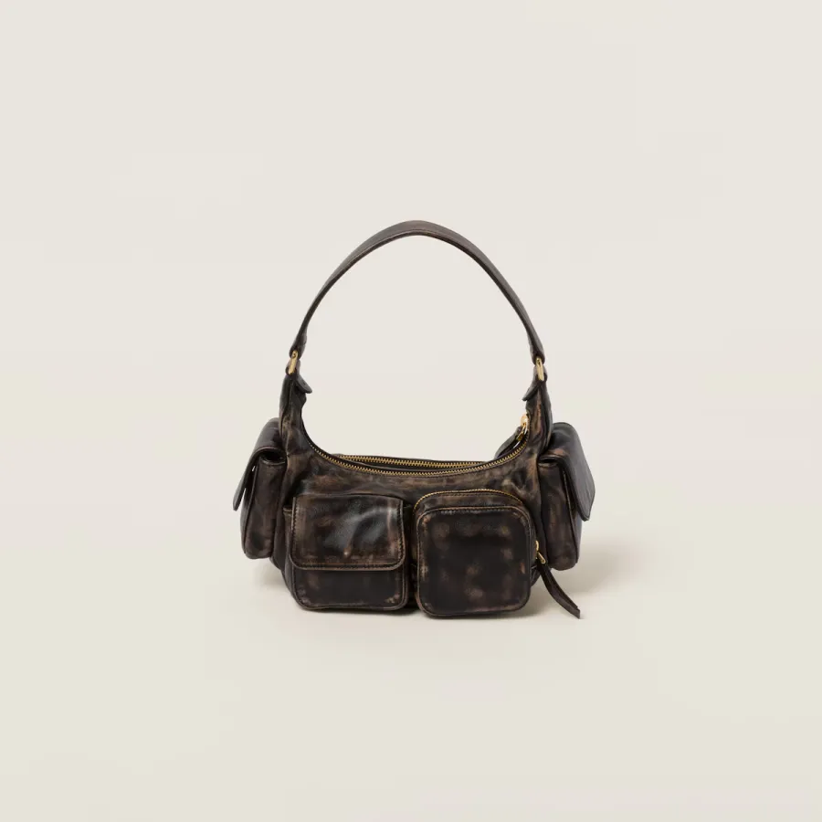 Miu Miu Pocket Leather Brown Top-Handle Bags