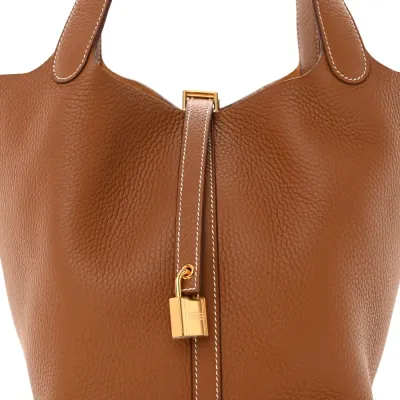 Hermès Picotin Lock 22 MM Brown Taurillon Clemence Leather Gold Hardware