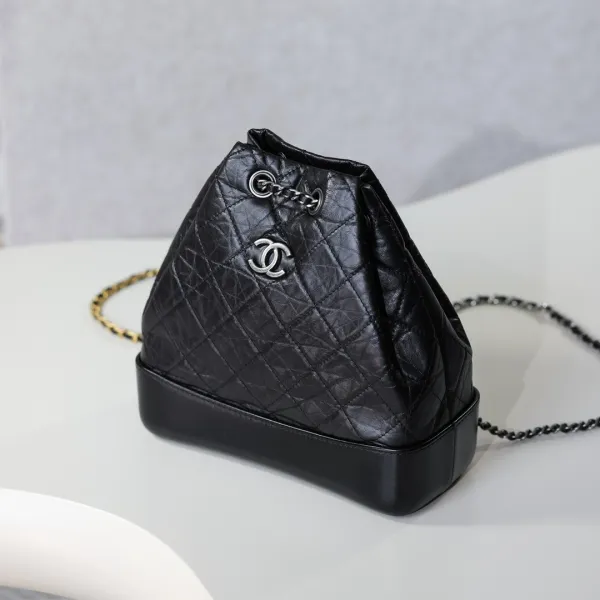 Chanel Black / Blue / White / Pink / Milk tea color Quilted Leather Backpacks - Image 3