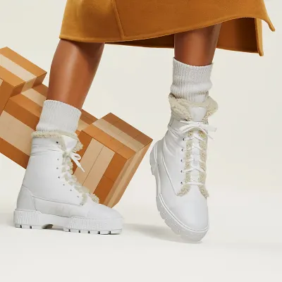 HERMES Fresh Black White boots