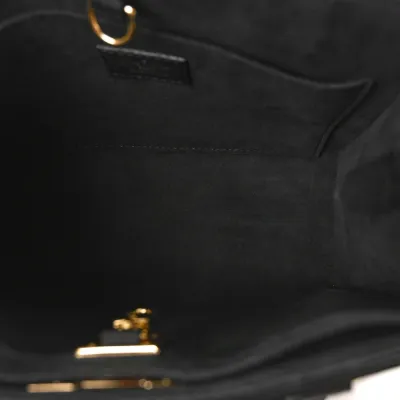 Louis Vuitton Lock & Go Tote PM Black Calfskin Leather Gold Hardware