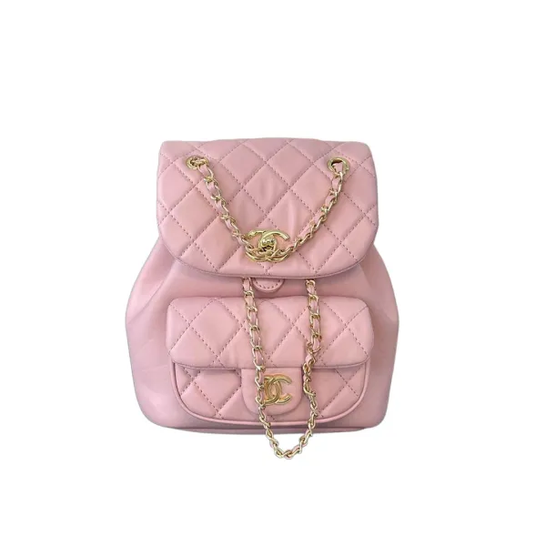 Chanel Pink / Yellow / White / Black Quilted Lambskin Leather Backpacks
