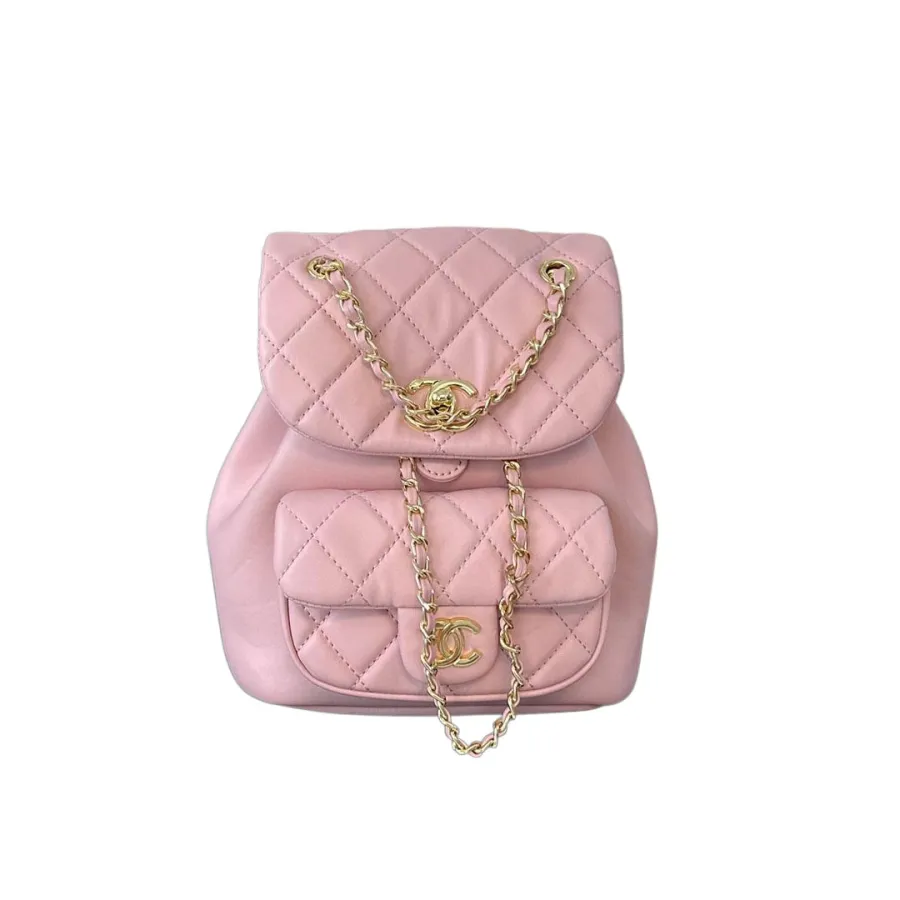 Chanel Pink / Yellow / White / Black Quilted Lambskin Leather Backpacks