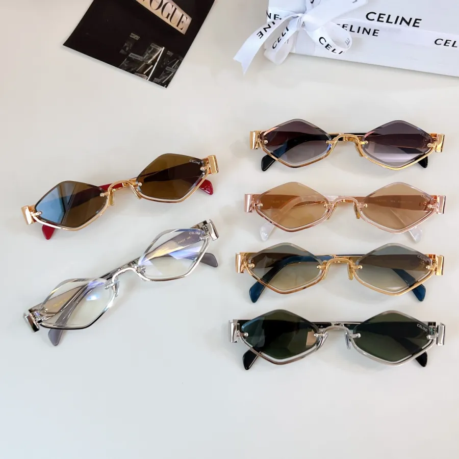 Celine glasses silver/black silver/gradient green/grey gold/rose gold/brown gold/green gold color Size 53口23-145
