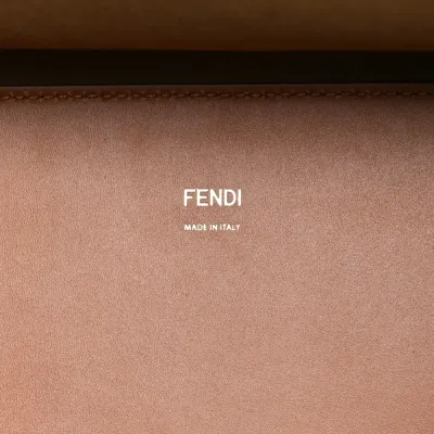 Fendi Medium Fendi Sunshine Shopper Tote Cuoio King Vitello Leather & Plexiglass Gold Hardware