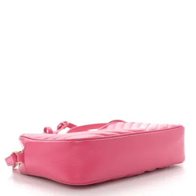 Saint Laurent Medium Lou Camera Bag Fuxia Monogram Calfskin Matelasse Leather Aged Gold Hardware