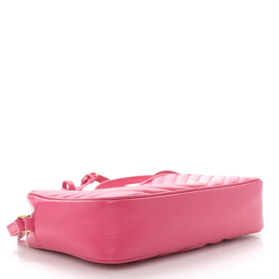 Saint Laurent Medium Lou Camera Bag Fuxia Monogram Calfskin Matelasse Leather Aged Gold Hardware