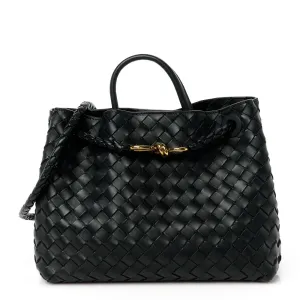 Bottega Veneta Medium Intrecciato Andiamo Shoulder Bag Black Nappa Leather Gold Hardware