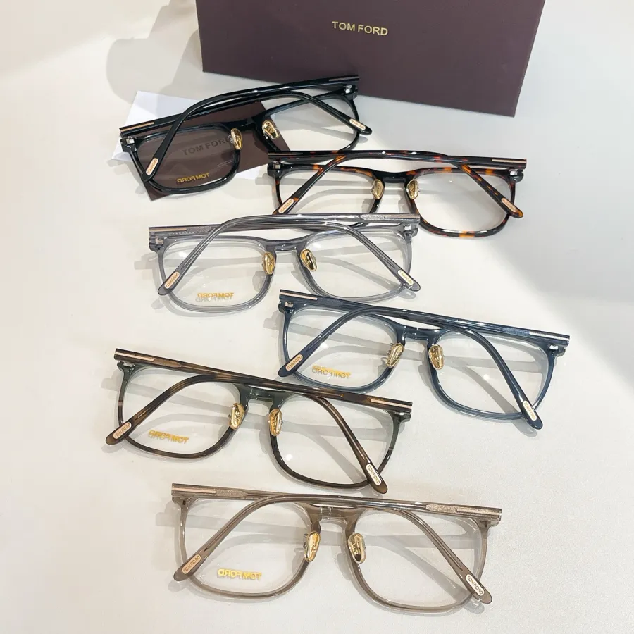 Tom Ford square frame glasses black gold/leopard/tawny/grey/blue/green color transparent lens Size 57口19-145